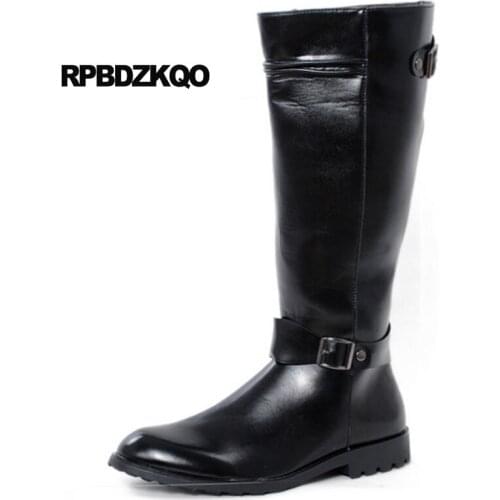 Mid Calf Military Combat Army Designer Shoes Men High Quality Zipper Stylish Handmade Boots Black Plus Size Riding Waterproof