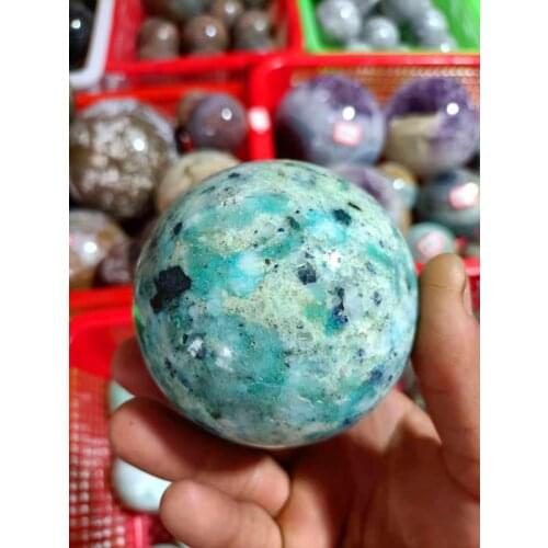 Natural Quartz Crystal Sky Blue Hand Sanded Ball