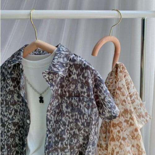 2021 new girls boys printed shirt cotton summer short sleeve kids top