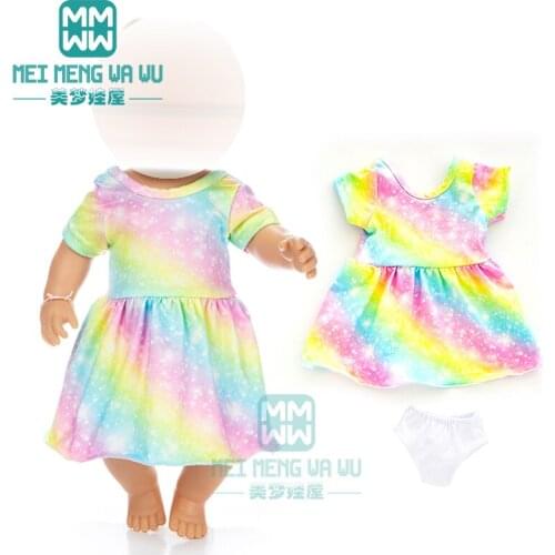 Clothes for doll fit 43cm baby new born doll fashion Rainbow dress, princess dress