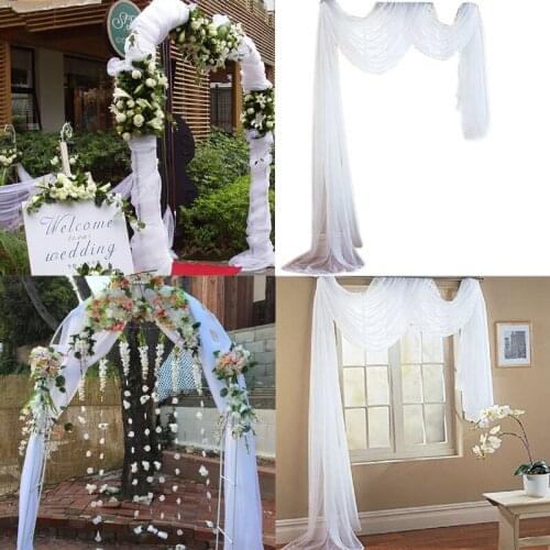 P15D White Sheer Canopy Bed Curtain Elegant Voile Window Scarf Topper Valance Outdoor Ceremony Wedding Arch Drapes Decoration