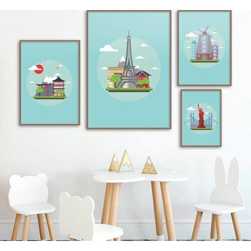 Nordic Travel Cities Poster New York Paris Rome Amsterdam London Landscape Print Art Canvas Painting Wall Pictures Home Decor