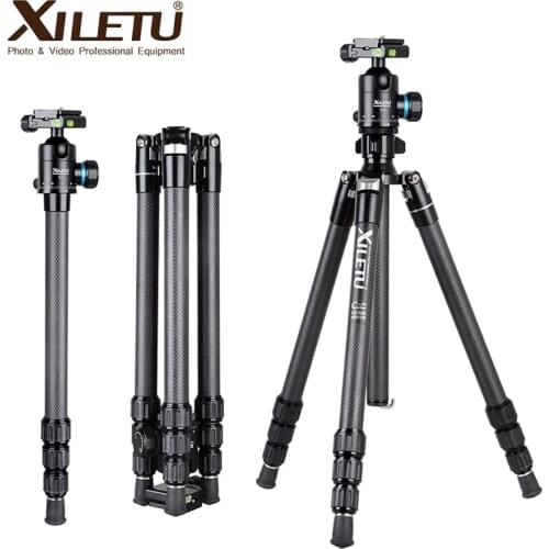 XILETU XT-264C+T-1 Carbon Fiber Professional Camera Tripod Travel Stand for DSLR Nikon Digital Camera with Panorama Ball Head