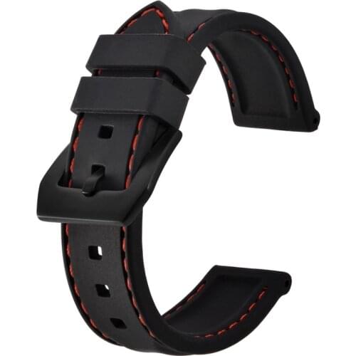 Anbeer Watch Strap 18mm 20mm 22mm 24mm Rubber Silicone Wristband Diver Sport Style Big Buckle