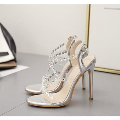 Buckle Strap Sandals Summer Platform Sexy Clear Pvc Strappy High Heels Sandals Shoe Women Nightclub High Heel party shoes men
