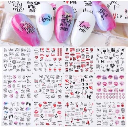 New style nail stickers stickers European and American Valentines Day love lip print letters series nail transfer