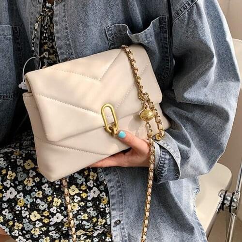V-line Chain Crossbody Bags For Women 2021 High Quality Soft Pu Leather Shoulder Bag Woman Purses And Handbags sac femme