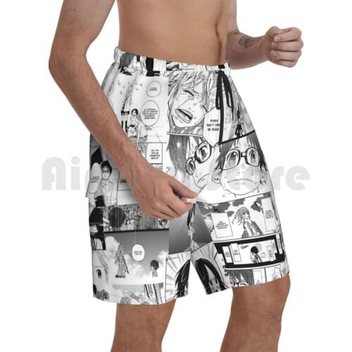 Your Lie In April Collage Beach Shorts Men Beach Pants Swimwear Anime Girls Your Lie In April Kaori Music Classic