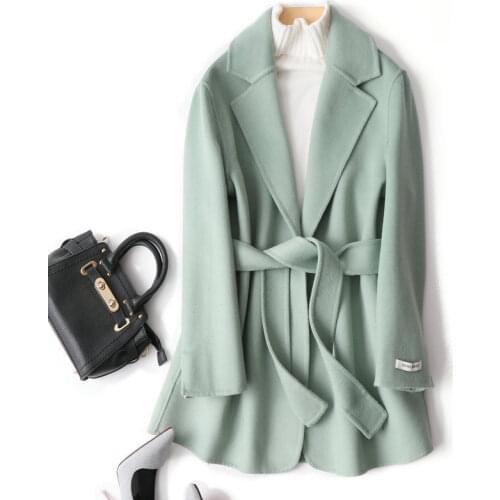 Green Wool Coat Female Jacket Korean Spring Autumn Elegant Ladies Coats Overcoat Women Clothes 2020 Manteau Femme 0888 KJ6069