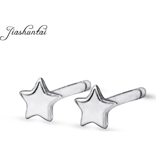 JIASHUNTAI 100% 925 Sterling Silver Cute Stud Earrings For Women Silver Love Small Earrings Fashion Jewelry Brincos