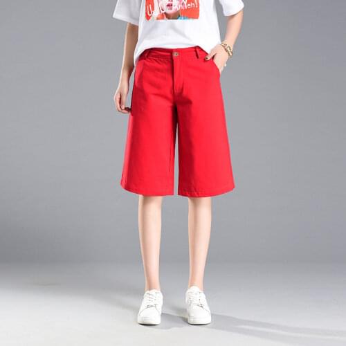 Half Long Shorts Harajuku Pockets Sweet Loose Wide Leg High Waist Women Shorts Womens Pockets Summer Korean Style Sweet Ladies