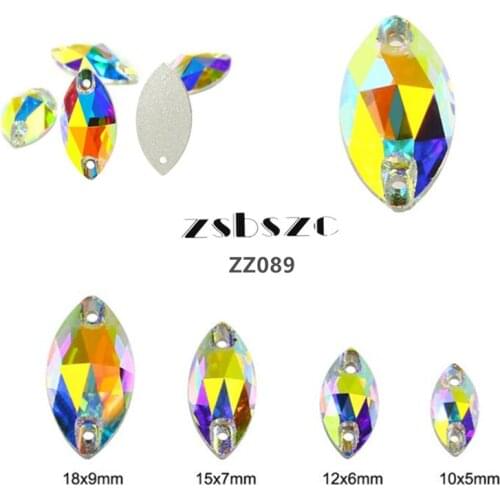 Zsbszc hotsale horseeye 84pcs Flatback AB rhinestones silver bottomed sew on diamonds shoes hats bags clothing accessories ZZ089