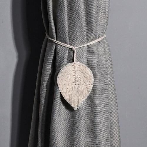 1Pc Leaf Macrame Curtain Tiebacks Shaped Braided Window Tieback for Home Room Bedroom Living Room Decoration