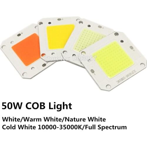 5pcs 50W High Power LED COB Chip Lights DC12V DC32V Light Source 400nm-840nm Full Spectrum Warm White Cold White 3000K-30000K