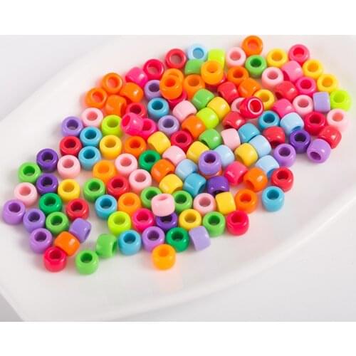 9x6mm Mix Color Loose Spacer Acrylic Beads Loom Bands Bracelet Beads Acrylic Big Hole Beads For Jewelry Making DIY 100pcs/lot