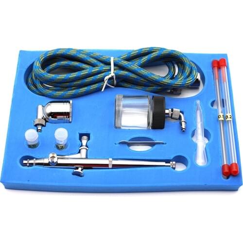 Portable Dual Action Airbrush Air Compressor Kit 0.2mm 0.3mm 0.5mm Needles & Nozzles Craft Cake Paint Art Spray Gun Set