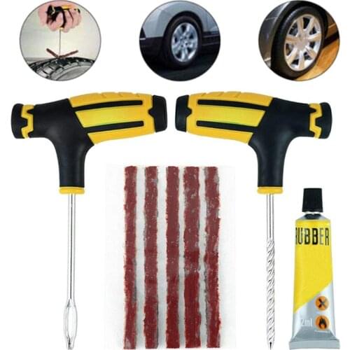 Car Tubeless Tire Tyre Drill Plug Rubber Strip Glue Puncture Repair Tools Kit