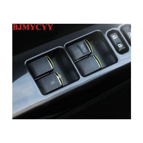 BJMYCYY Car window lift switch decoration sequins for Toyota RAV4 2014 Corolla auto accessories
