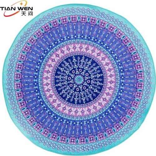 Boho Mandala Microfiber Round Beach Towel Indian Flower Tassels Thick Serviette Quick Compressed Towel Tapestry Yoga Mat