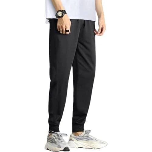 Summer Pants Men Stretchy Polyester Fiber Waist Drawstring Trousers Plus size Sports Streetwear 2021 штаны мужские