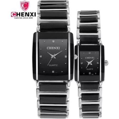 CHENXI Couple Watch Fashion Simulated Black Ceramics Quartz Wristwatches Casual Men Women Watches Relogio Masculino Reloj Mujer