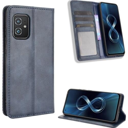 For Asus Zenfone 8 ZS590KS Case Wallet Flip Style PU Leather Phone Bag Cover For Asus Zenfone8 ZS590KS With Photo Frame