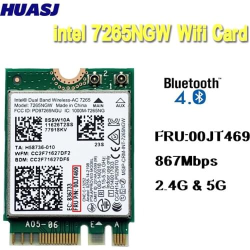 Huasj Brand new for Intel 7265NGW FRU:00JT469 7265ac BT4.0 WiFi Network Card for T450 X250 T550 W450 L450 E450 G70-80 Yoga14