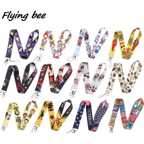 Flyingbee Film Clown Horror Movie Creative Lanyard Badge ID Lanyards Neck Straps Phone Accessories For Student Fans Gift X1095