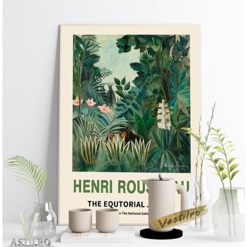 Henri Rousseau National Gallery Exhibition Poster The Equatorial Jungle Retro Landscape Canvas Painting Tropical Forests Decor