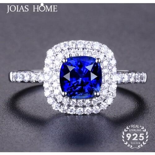 JoiasHome Classic 925 Silver Rings For Charm Women With Round Shape Sapphire Gemstone Open Ring For Women Party Gifts Jewellery