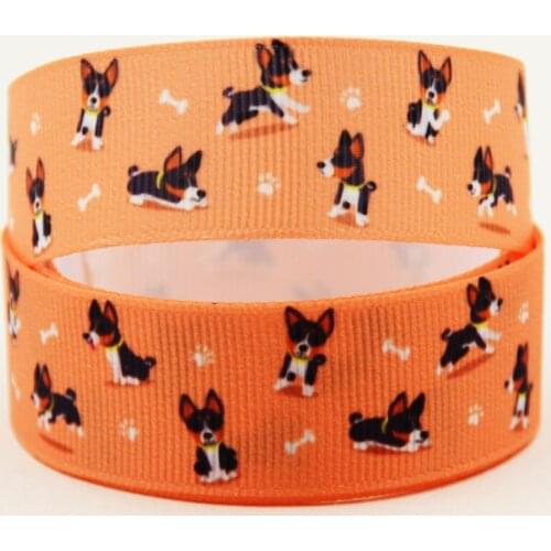 22mm 25mm 38mm 75mm Dog cartoon printed Grosgrain Ribbon party decoration 10 Yards X-04375