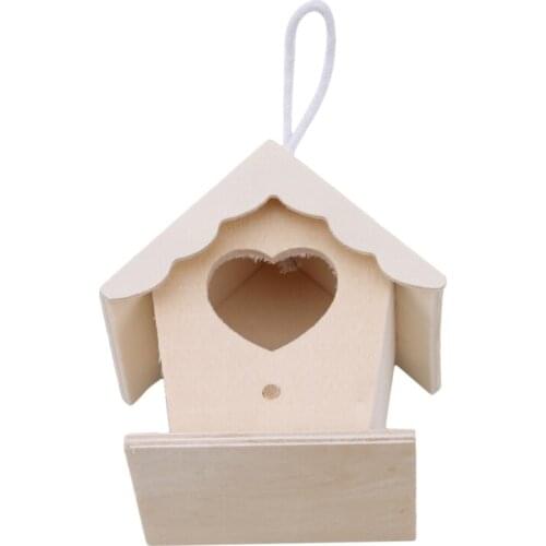 Creative Wooden Bird Nest Garden Bird House Solid Wood Diy Wall-Mounted Small Bird Nest Home Balcony Decoration