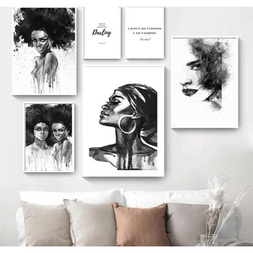 Fashion Wall Art Black White Watercolor Woman Print Sexy Female Poster Canvas Art Beauty Wall Picture Painting Modern Home Decor