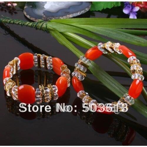 One piece Fashion Mix Cats Eye&Crystal Bead Bracelet Bangle gcb1146