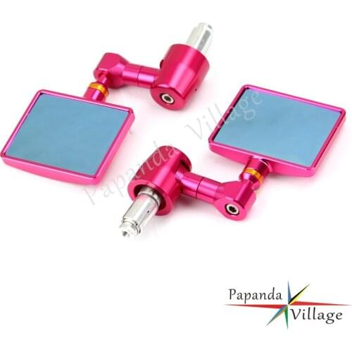 Papanda Motorcycle Pink 7/8"22mm Handlebar Square Rearview Mirror Side Mirror Universal for Sport Bikes Choppers Cruises