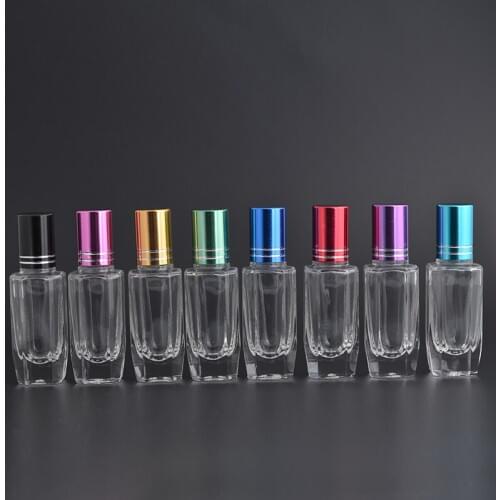 MUB - 10ml Fashion Roll on Glass Bottles For Perfumes With 8 Cap Colors Travel Roller Ball Bottle Empty Cosmetics Container