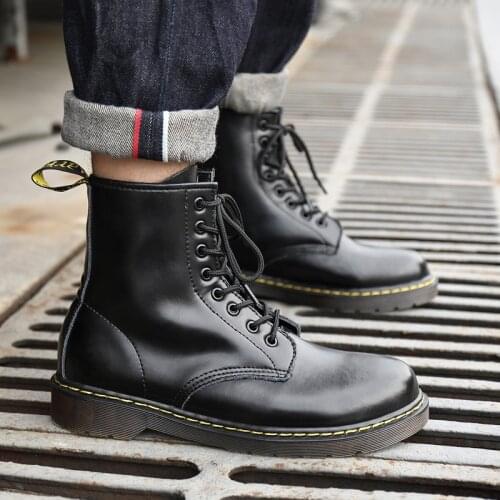 Mens Boots Martin Boots Men Shoes Spring Ankle Couples Women Boots Winter Genuine Leather Shoes Male Punk Casual Botas Hombre