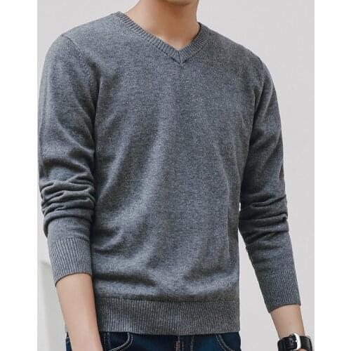 KKSKY V Neck Cotton Sweater Men Long Sleeve Pullovers Outwear Sweaters Man Fashion Loose Fit Knitting Male Clothing Korean Style