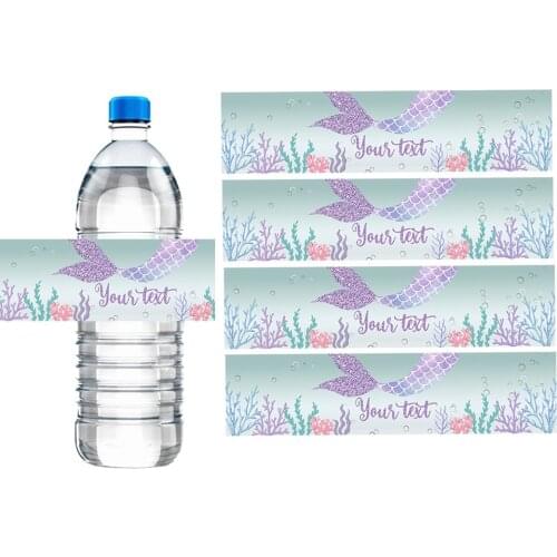 Custom Name Mermaid Water Bottle Stickers Girl Birthday Party Decoration Baby Shower Personality Mermaid Bottle Sticker