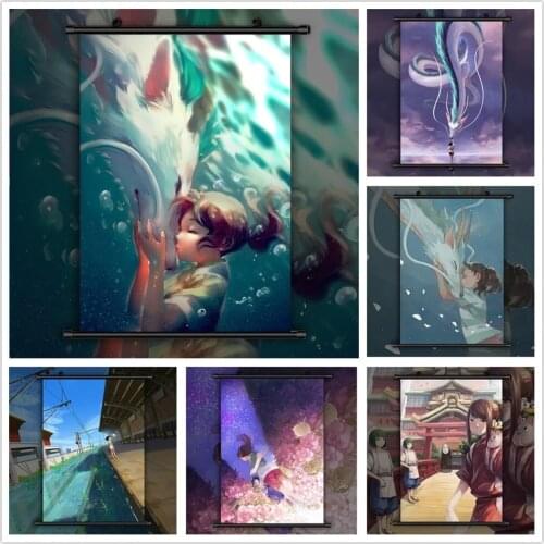 Home Decoration Spirited Away Anime Manga Boy Wall Artwork Painting Plastic Hanging Scrolls Modern Canvas Print Picture Poster