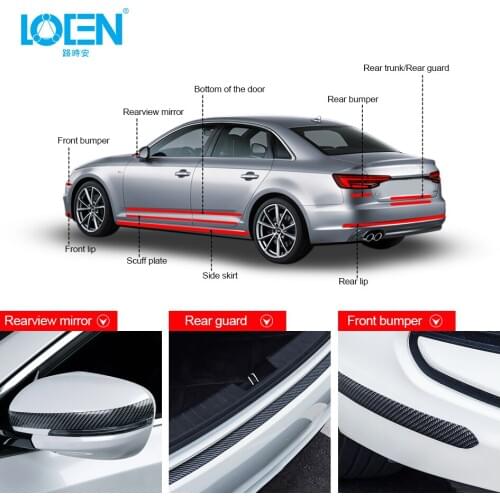 2019 New Car Styling Carbon Rubber Fiber Auto Bumper Strip Car Head/Tail Bumper Protector Guard Sticker Anti-Collision Strip