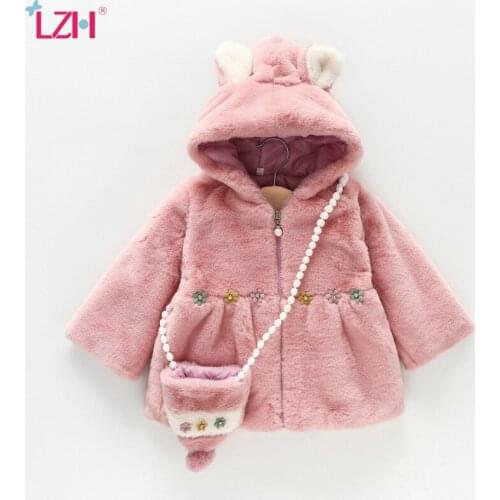 LZH 2021 Autumn Winter Jackets For Girls Clothing Cute Hooded Kids Girl Coat Long Sleeve Childrens Outerwear For Babies 1-4T