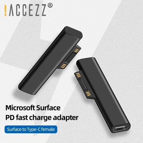 !ACCEZZ USB C PD Adapter Type C Female Fast Charging Plug Converter For Surface Pro 3 4 5 6 7 Go Book Laptop Magnetic Connector
