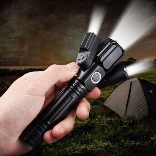 BRELONG Portable multi-function flashlight dimmable aluminum three-head adjustable wide angle suitable for hiking trekking