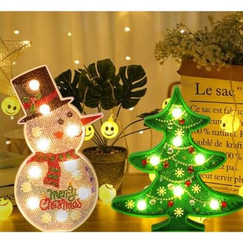 Christmas gift DIY LED Diamond Painting Night Light Christmas Tree Snowman Unicorn Embroidery bedroom Special Shape Decoration