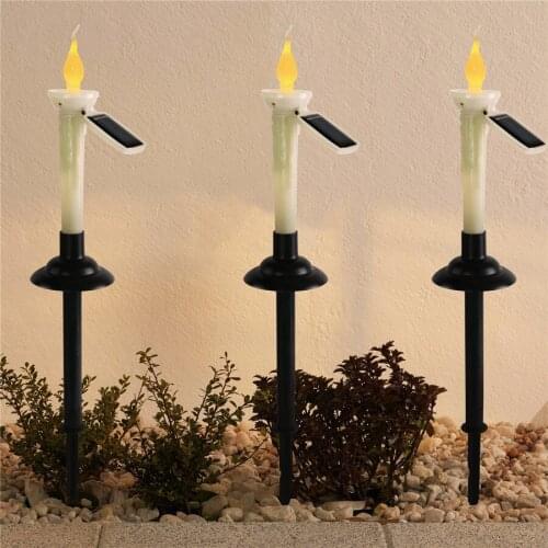 Solar Powered 4PCS Garden Candle Lamps Warm White Decorative Lawn Light Indoor/Outdoor for Party,Wedding
