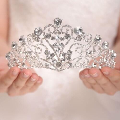 Wedding Queen Crown Luxury Silver Rhinestone Crystal Vintage Hair Accessories Princess Hair Jewelry Bridal Headpieces