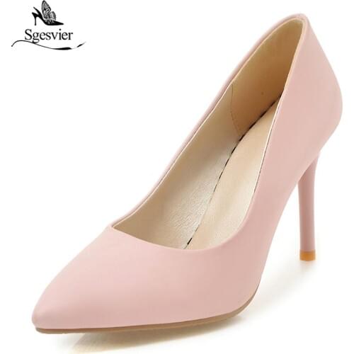 Sgesvier Autumn Sexy Thin Heel Pumps Shoes Woman Stiletto Pointed Toe High Heels Party Wedding Shoes Ladies Plus Size 32-43 B263