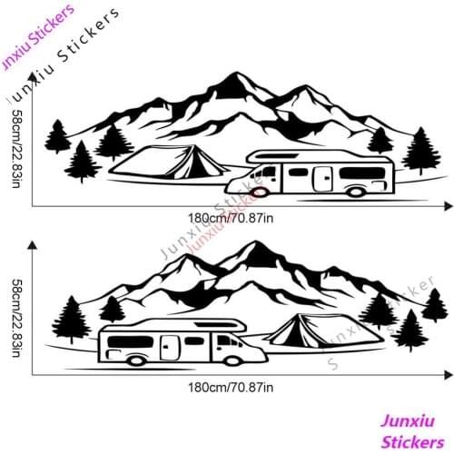 SUV Off-road RV Camper VAN JDM Refit Trees Mountains Creative Car Stickers Graphic KK Vinyl Decals Waterproof Sunscreen Styling