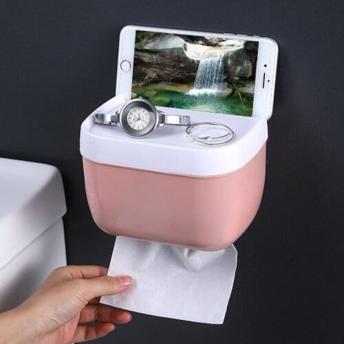 Toilet punch-free waterproof hand paper box roll paper tube storage mobile phone toilet paper storage bathroom supplies